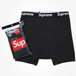 Hanes Black Boxer Briefs with White Logo Waistband